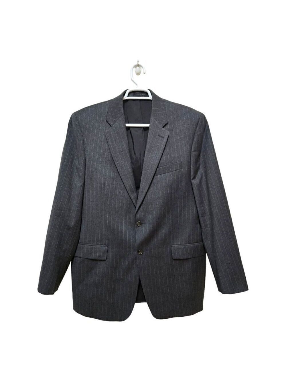 Ralph Lauren Gray Wool Pinstripe Single Breasted Blazer Sz 44L